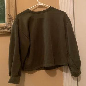 GREEN CROPPED CREWNECK